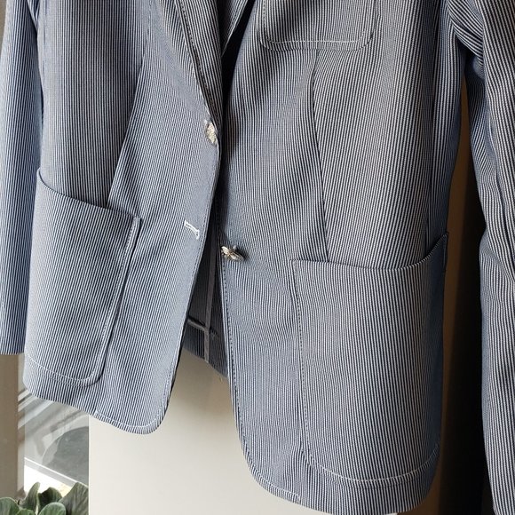 Tommy Hilfiger Navy and White Pinstripe Two-Button Blazer, 4 - Picture 4 of 16